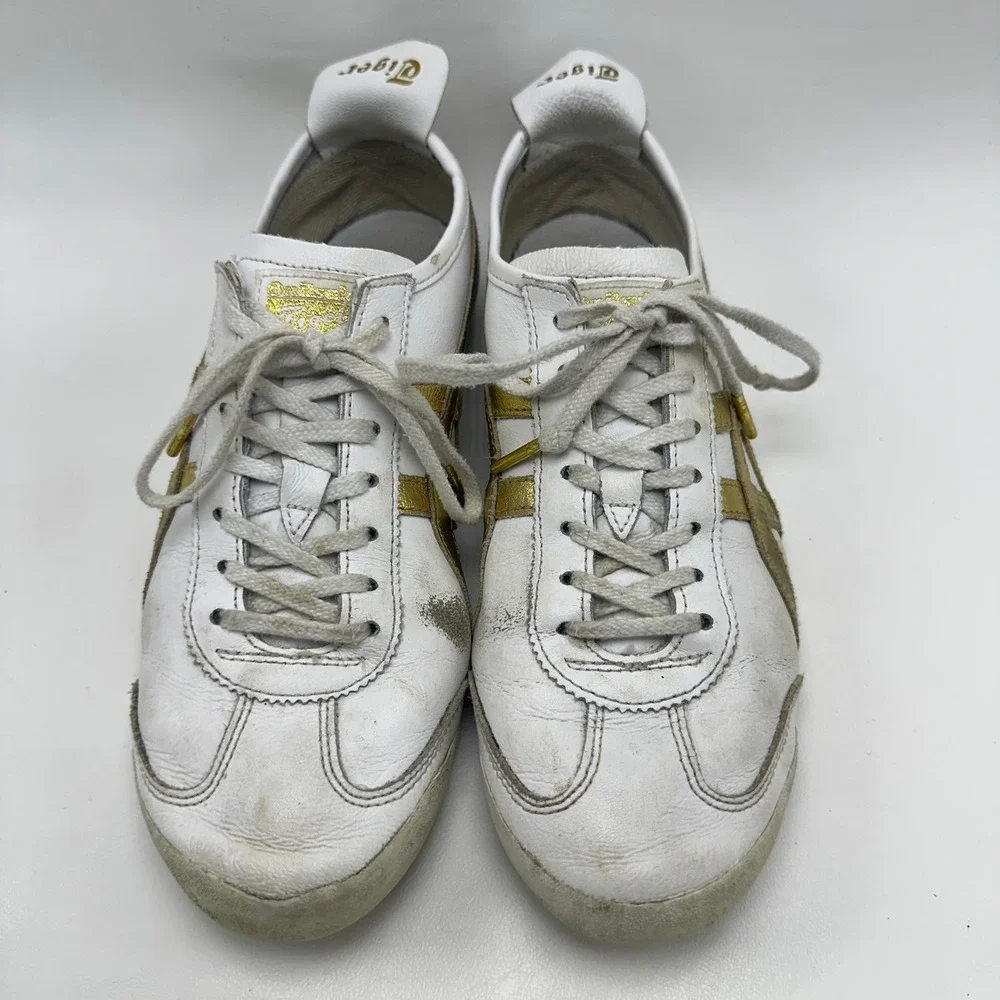 Onitsuka Tiger Mexico 66 White Gold Leather Sneakers 1183A499 Mens 8 Womens 9.5
